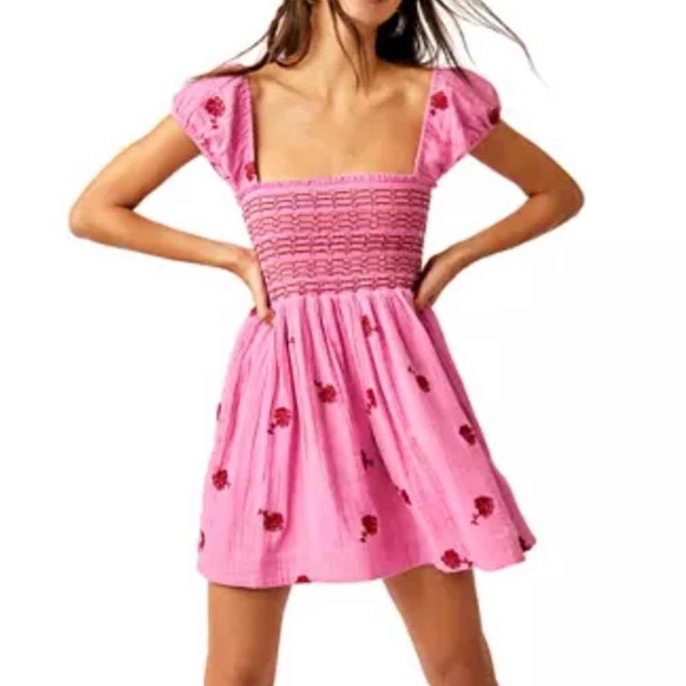 Free People Tory Embroidered Mini Dress